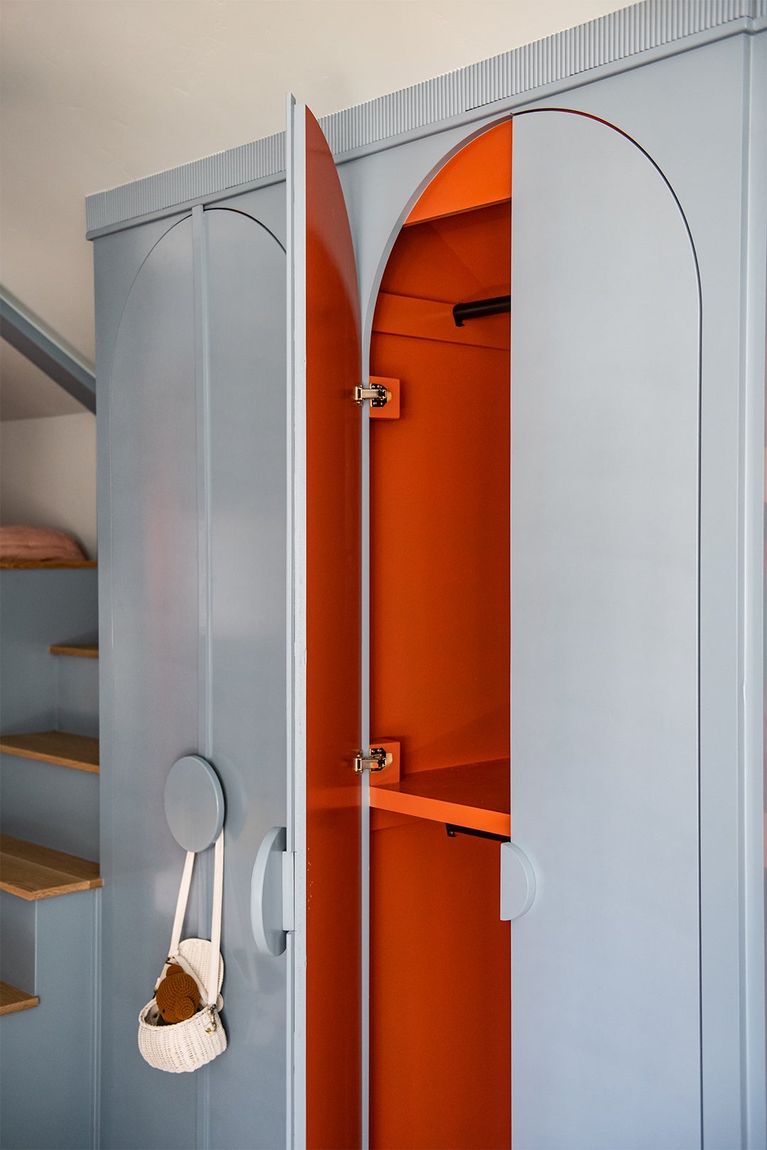bright tangerine interior of storage