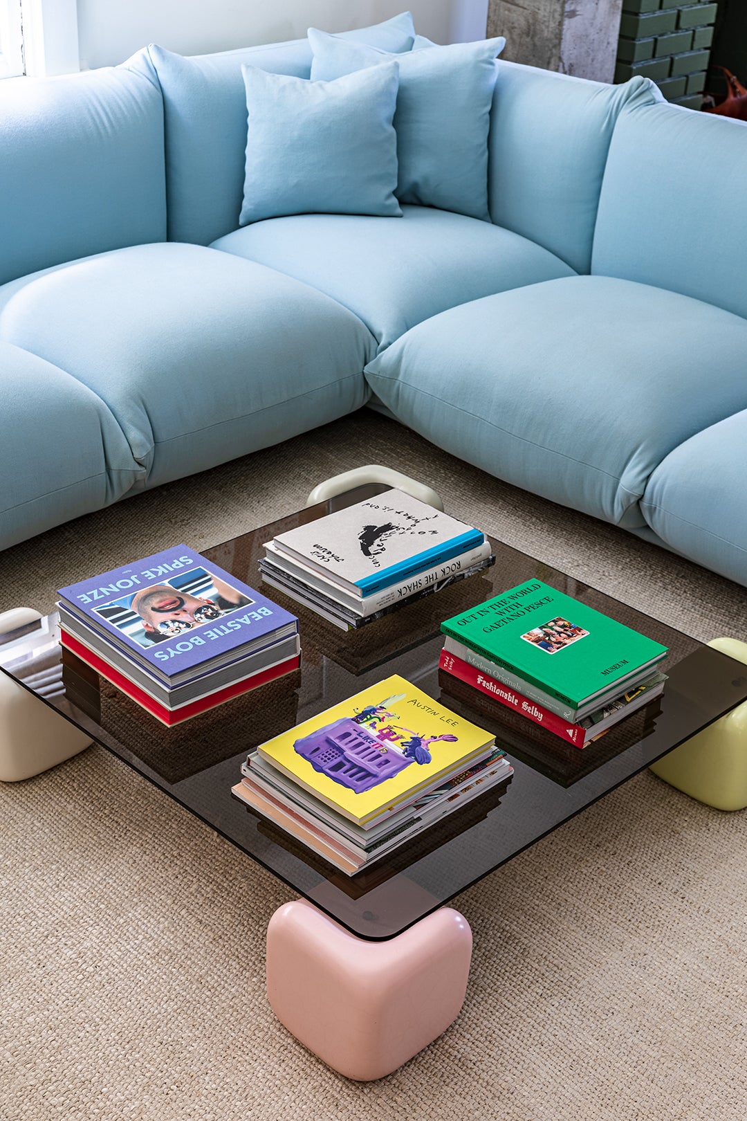Coffee table with books