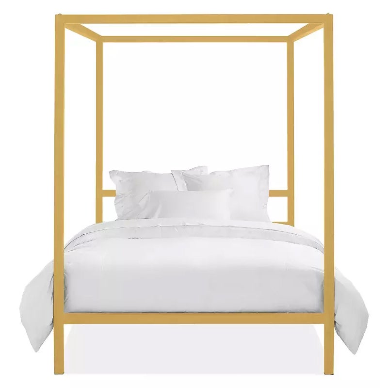 modern yellow canopy bed