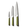 three sage green knives from material