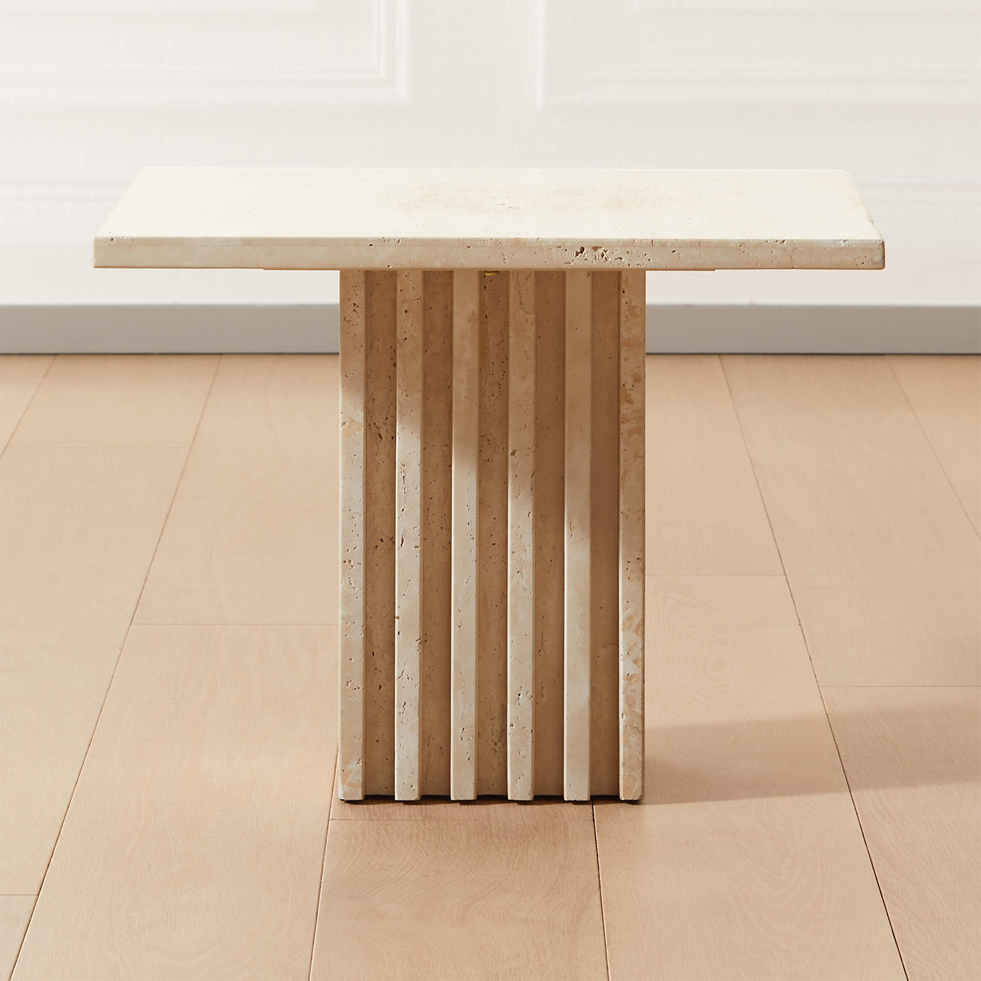 travertine table with ridged base