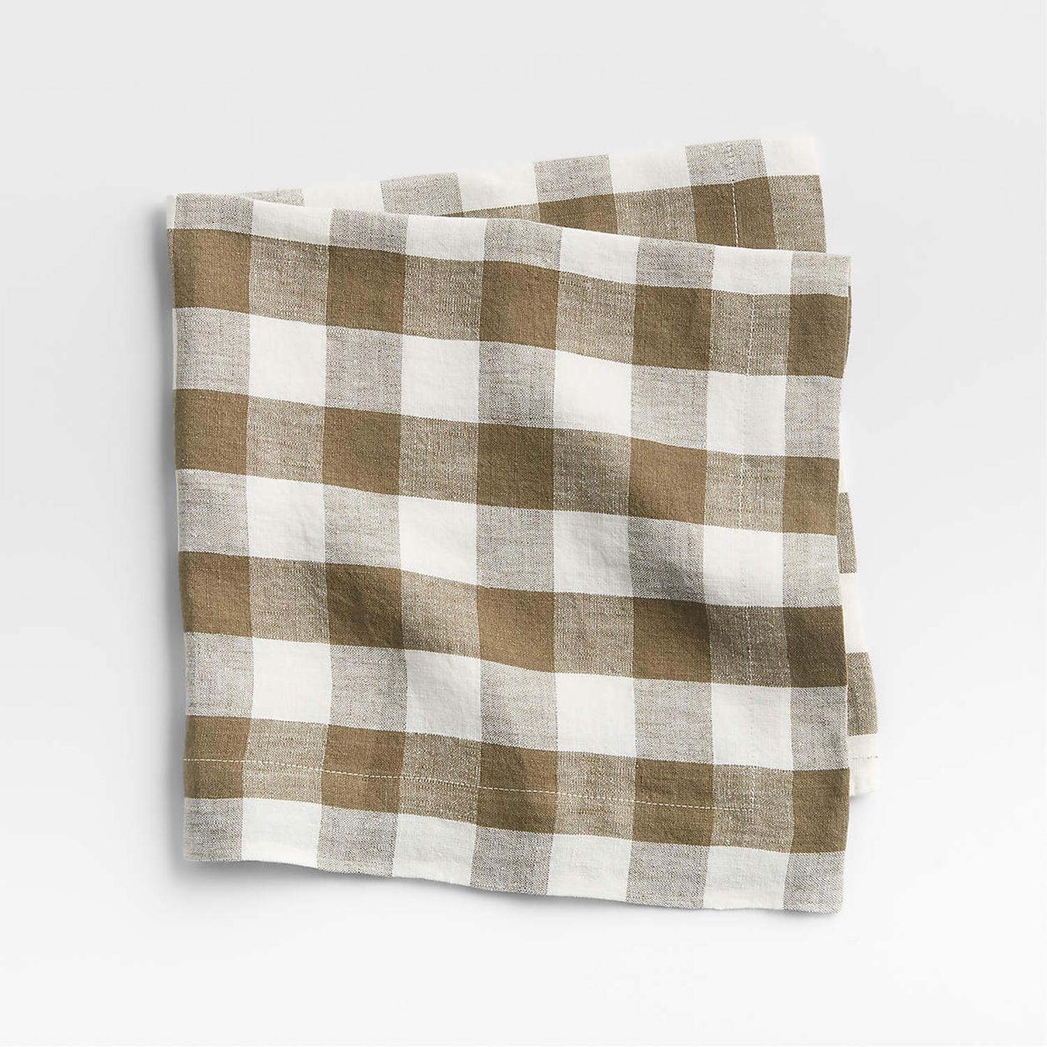 crate and barrel marin-sage-green-gingham-linen-napkin