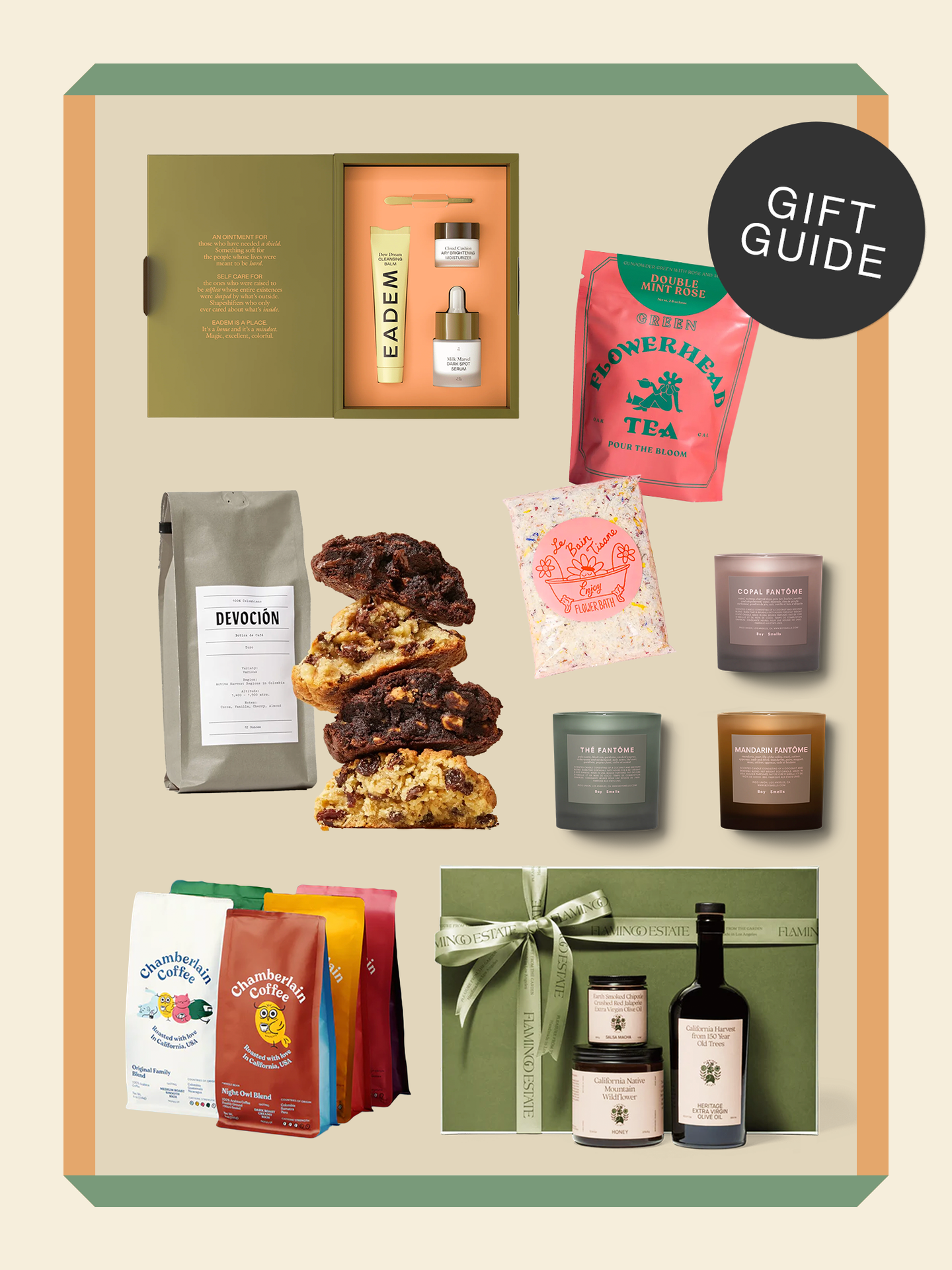 Assortment of Christmas Gift Boxes and Bundles with Gift Guide Logo.