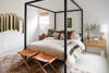 Four poster bed with stools