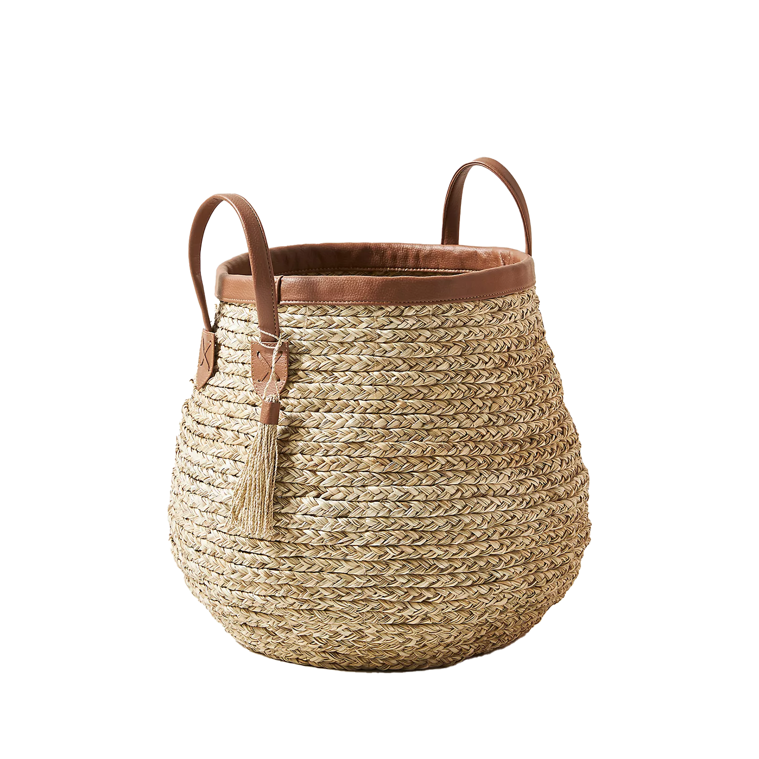 Woven Basket with leather handes