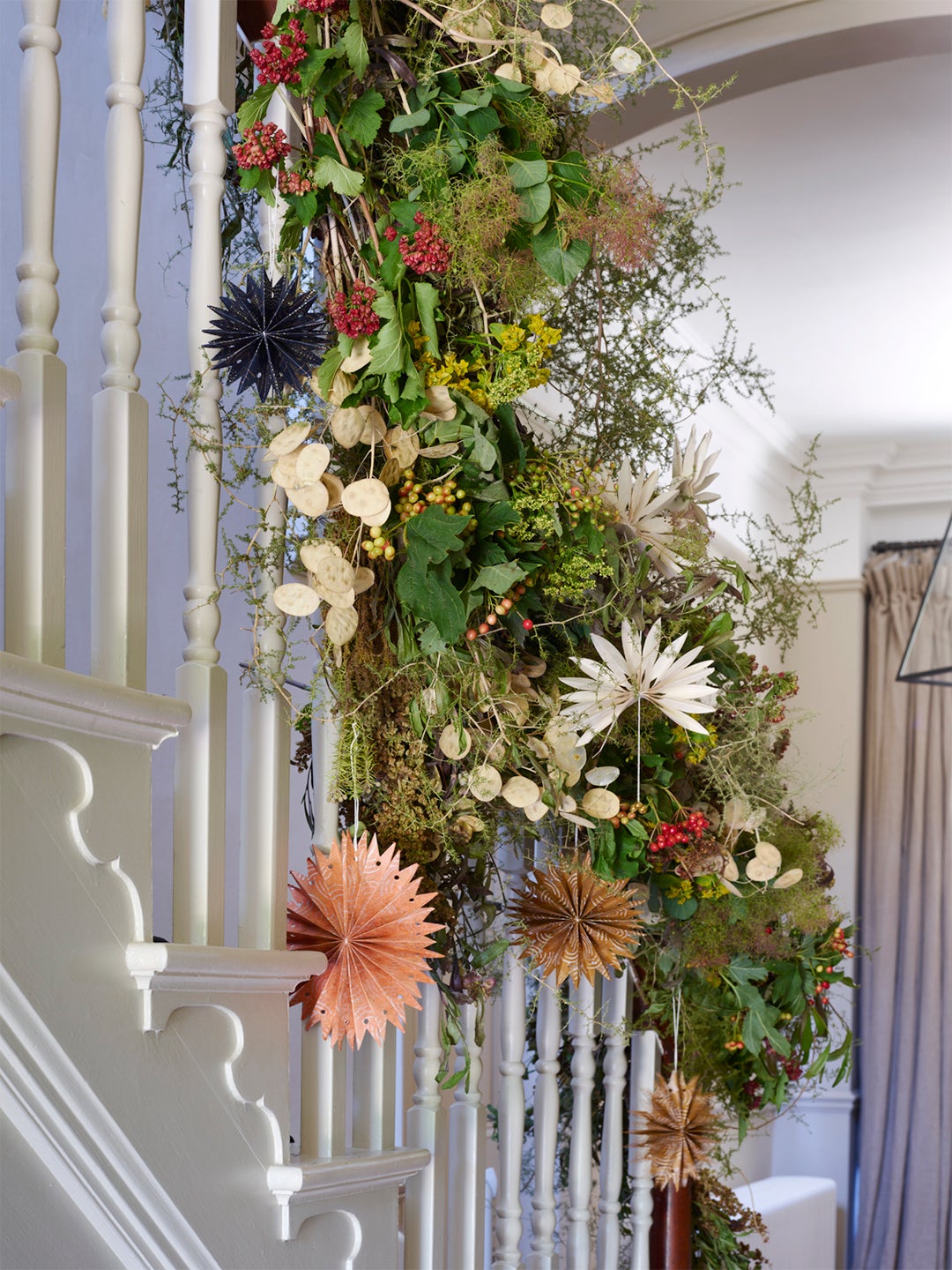 Stairwell with floral garland