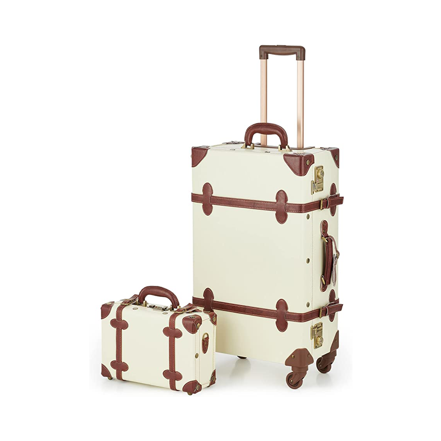 co-z vintage luggage sets brown and cream