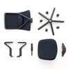 Assembly parts of the black Verve Chair on a white background.