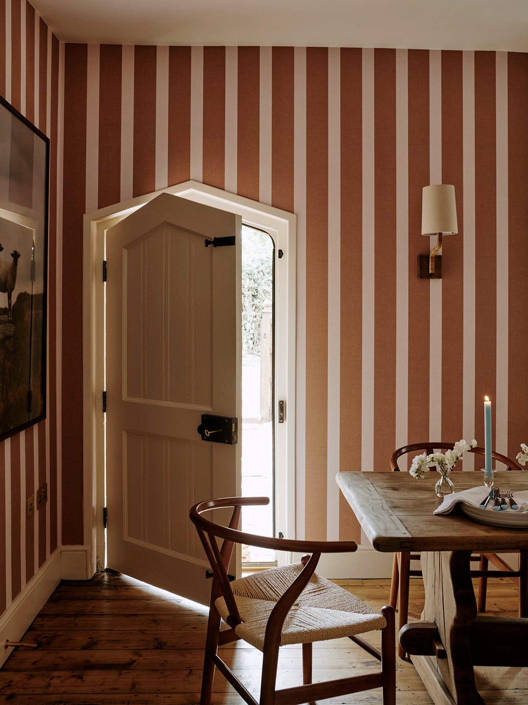 striped dining room wallpaper