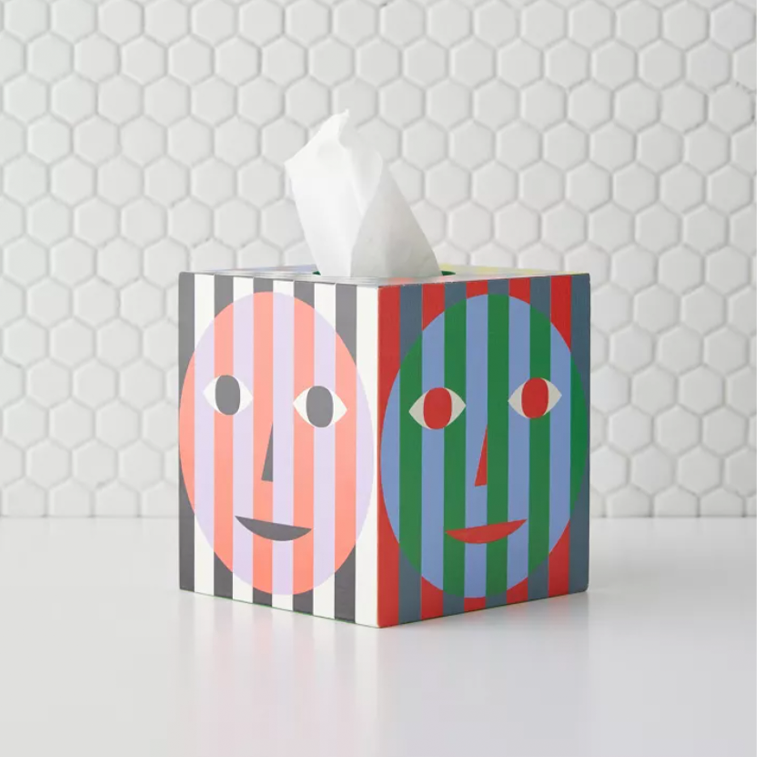 Dusen Dusen Striped Smiley Tissue Box Cover