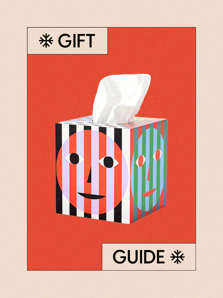 Gift Guide Gif with salt and pepper shakers, Fly by Jean box, and Diptyque candle silos