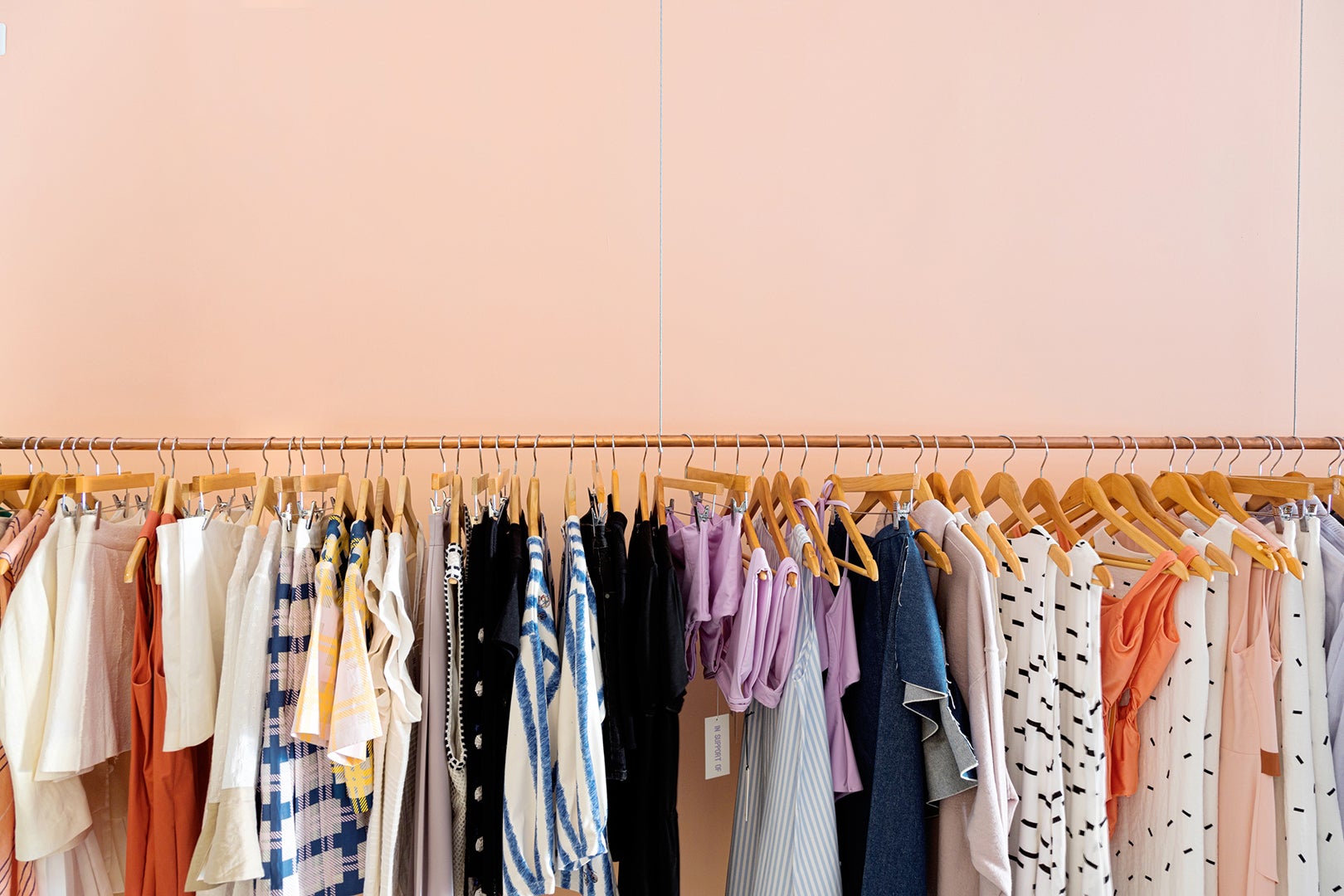 clothes on hanging rack
