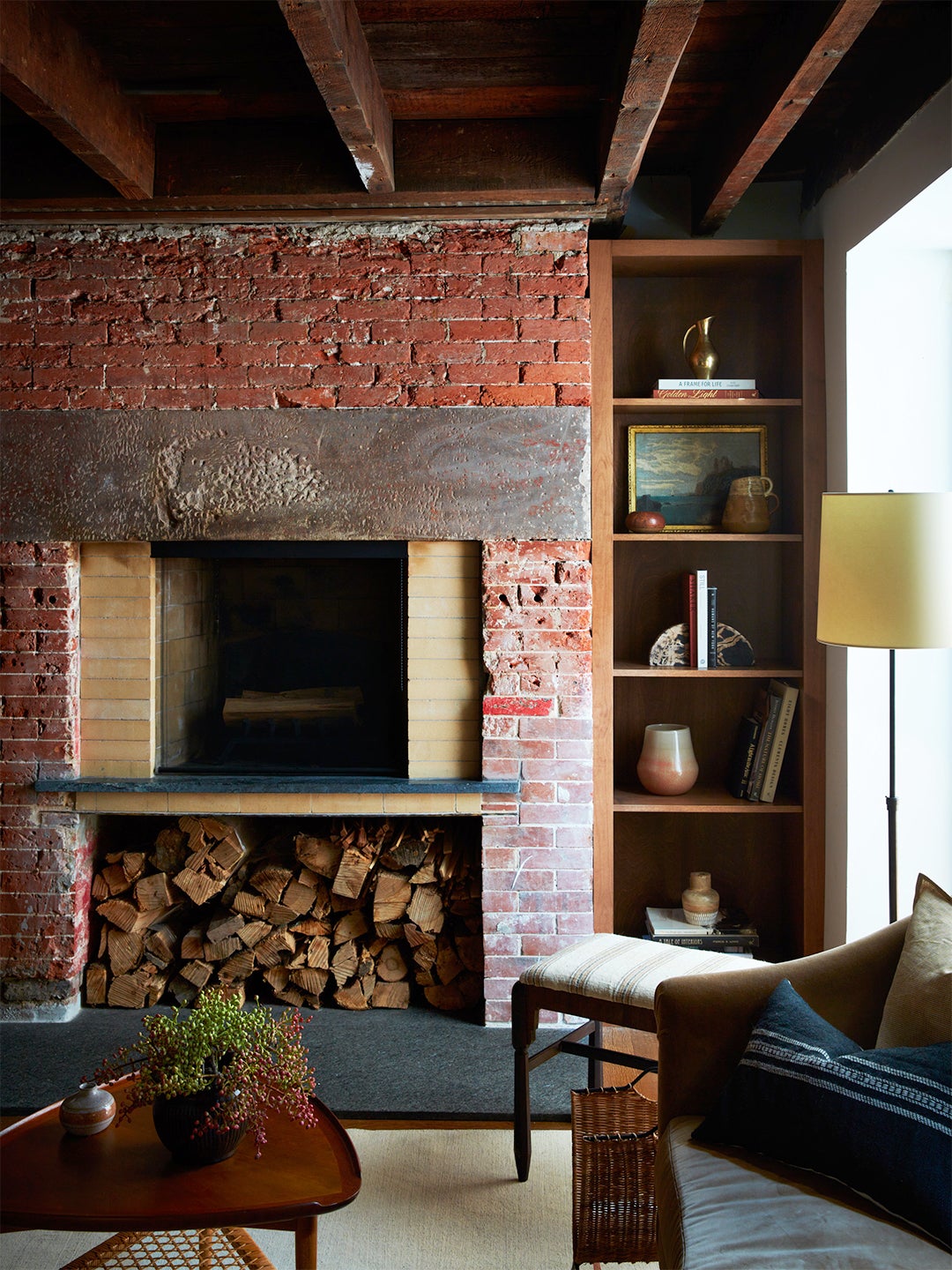 The Number-One Rule of Decorating a Space With Exposed Brick: Don't Use Too Much of This Color