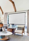 projector screen in front of window