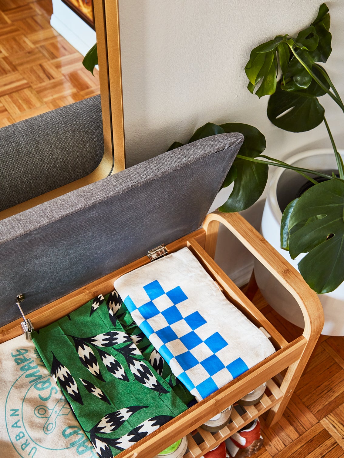 This $129 Storage Bench Keeps My Ever-Expanding Tote Bag Collection in Check