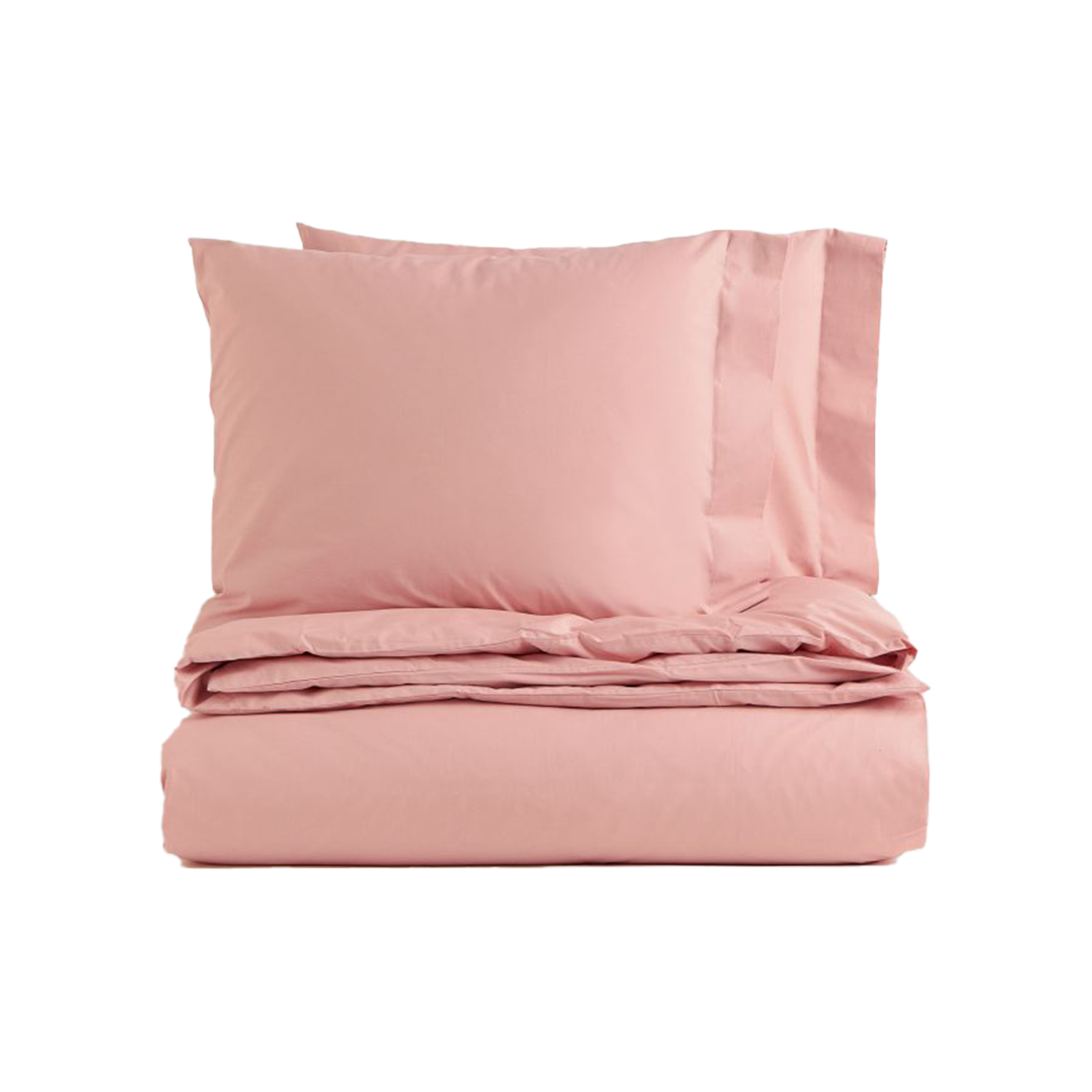 Cotton percale King/Queen Duvet Set in blush pink