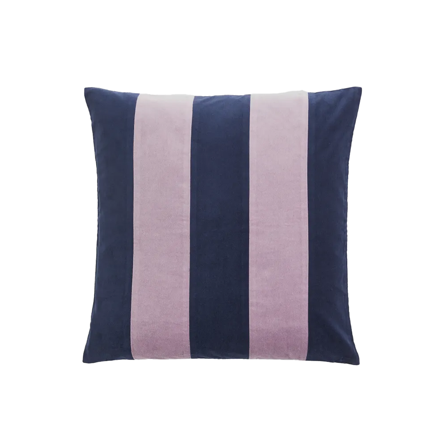 Dark Blue Striped Cotton Velvet Cushion Cover