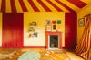 yellow and red striped room