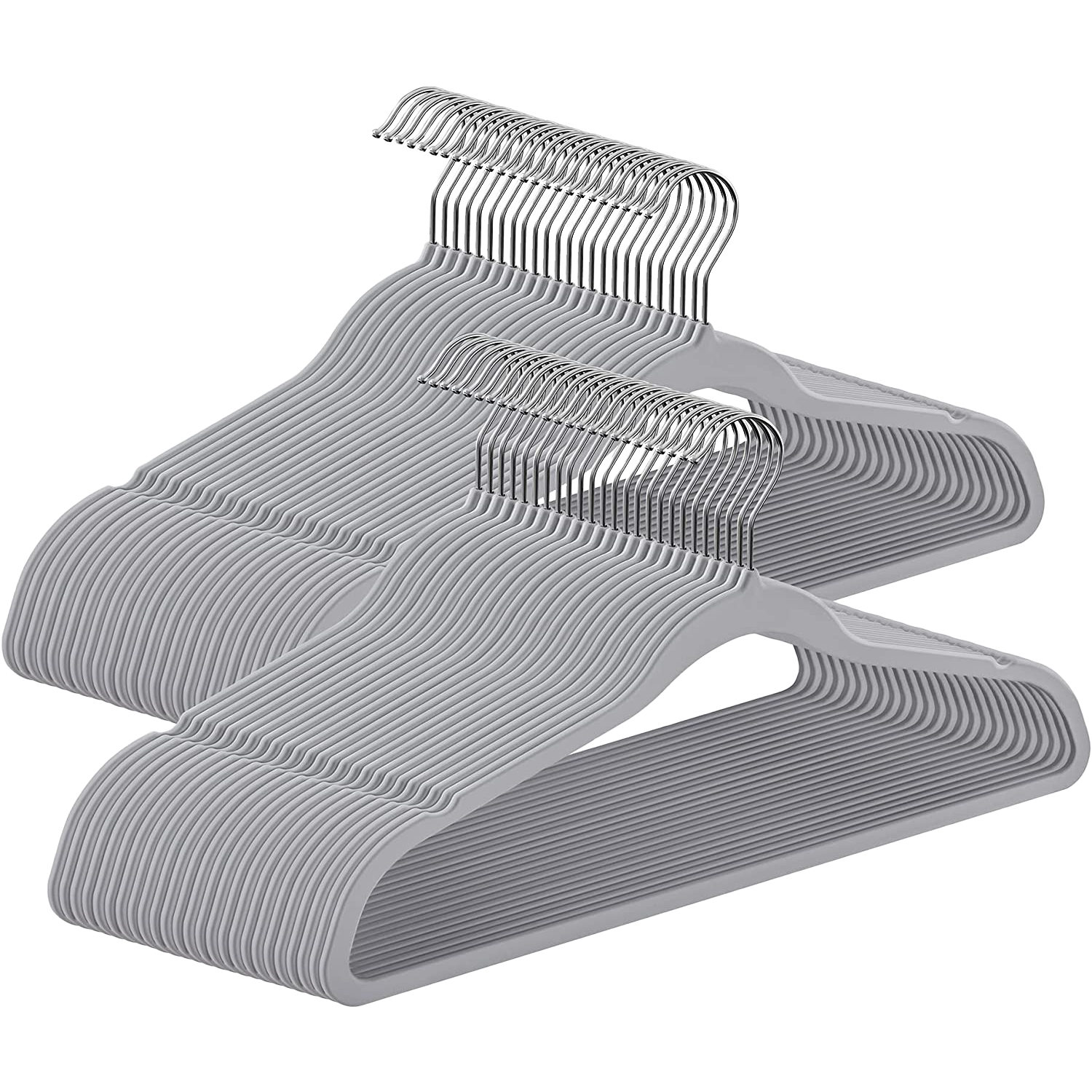 Set of 50 gray rubber hangers from Amazon