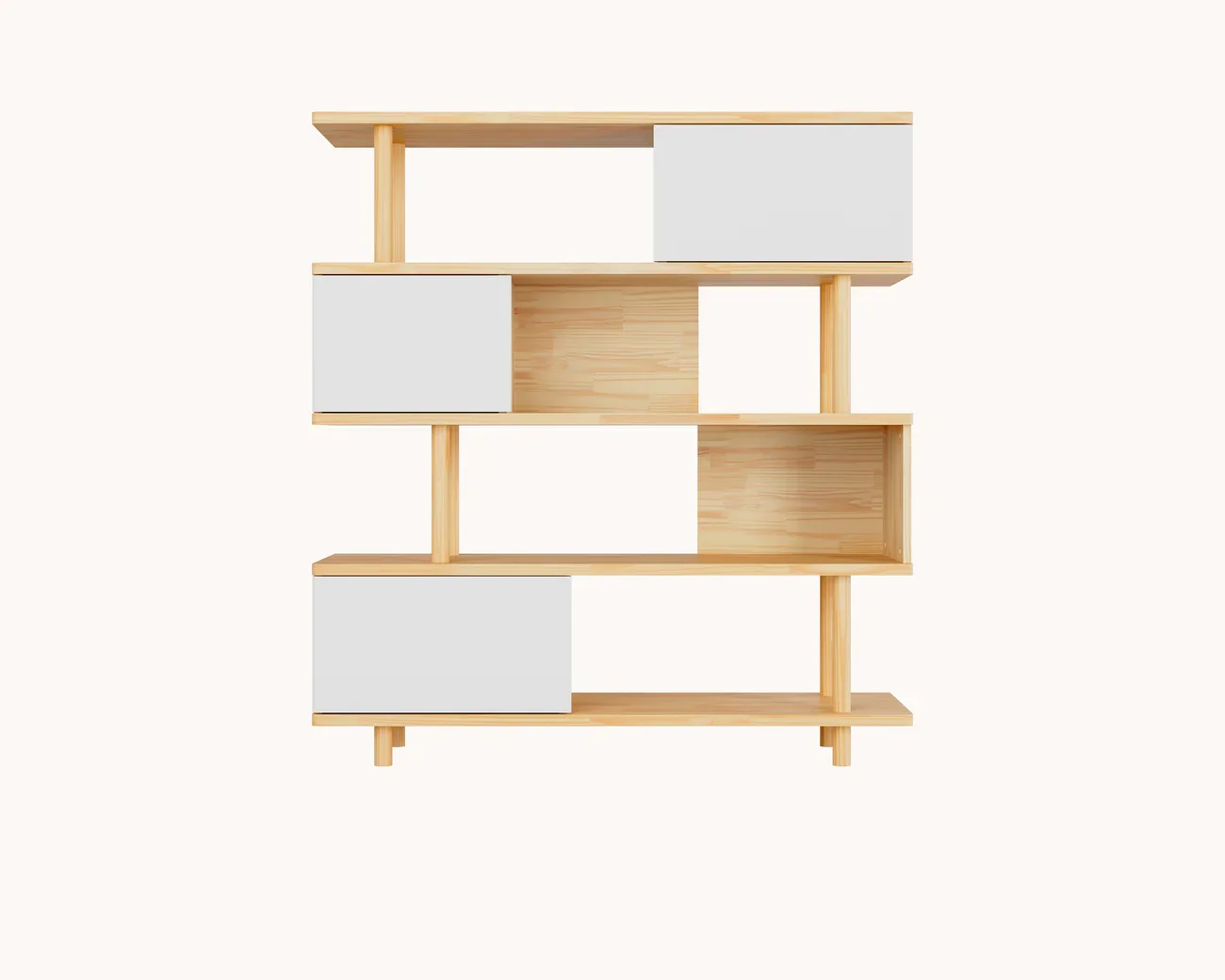 white and wood shelves