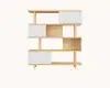 white and wood shelves