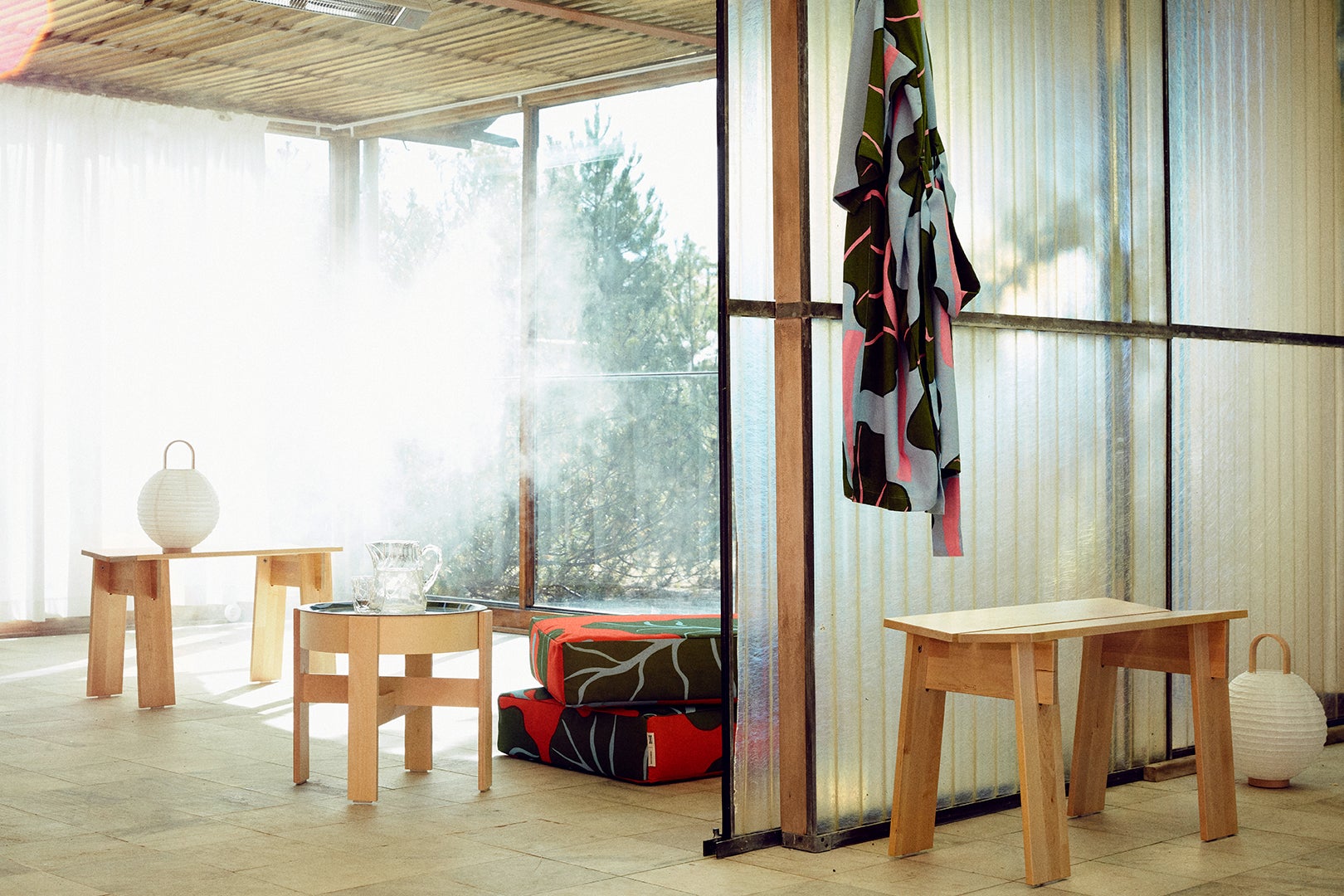 Sauna with hanging robe