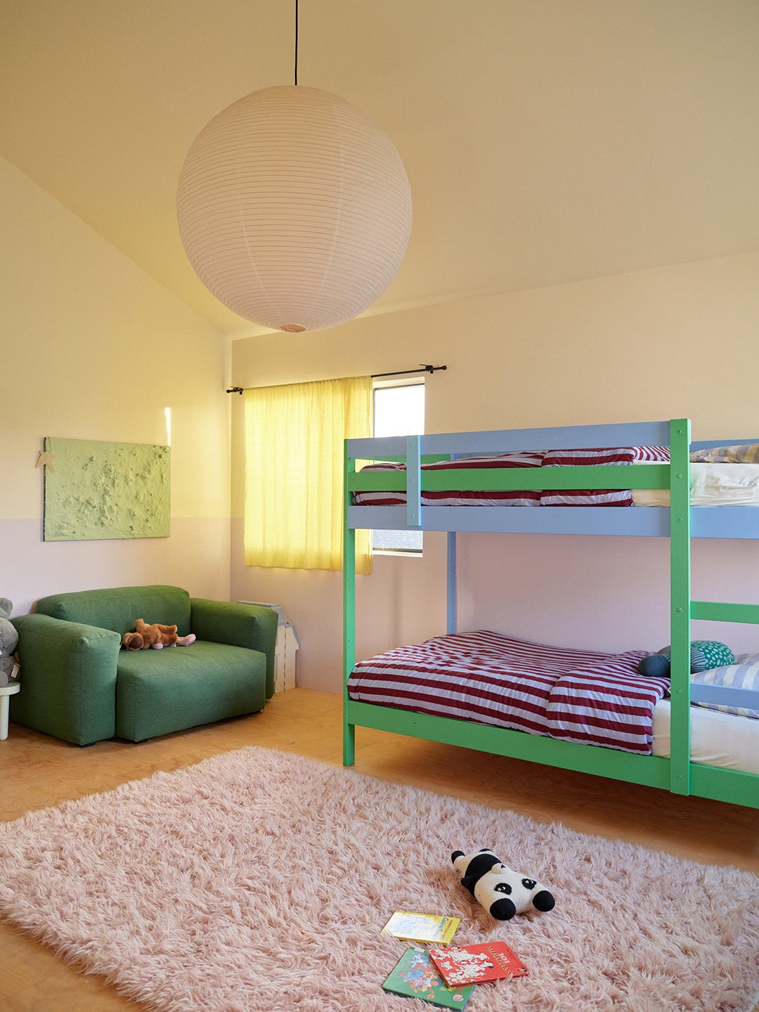 green and blue bunk bed