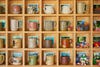 wood wall display case for mugs