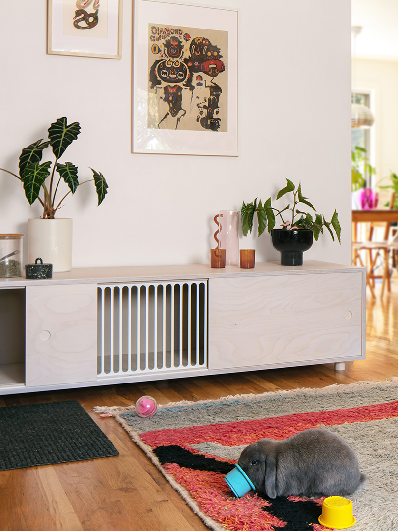 These Stylish Bunny Benches Solve Two Important Pet Parent Problems