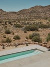 overhead view of pool in desert