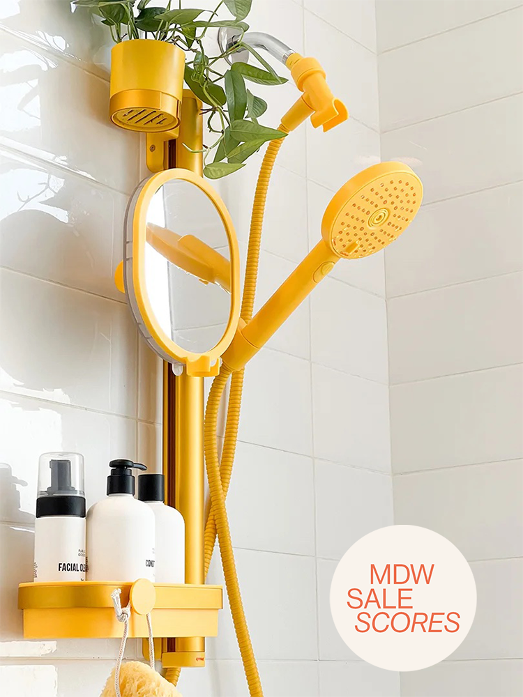yellow showerhead with MDW button