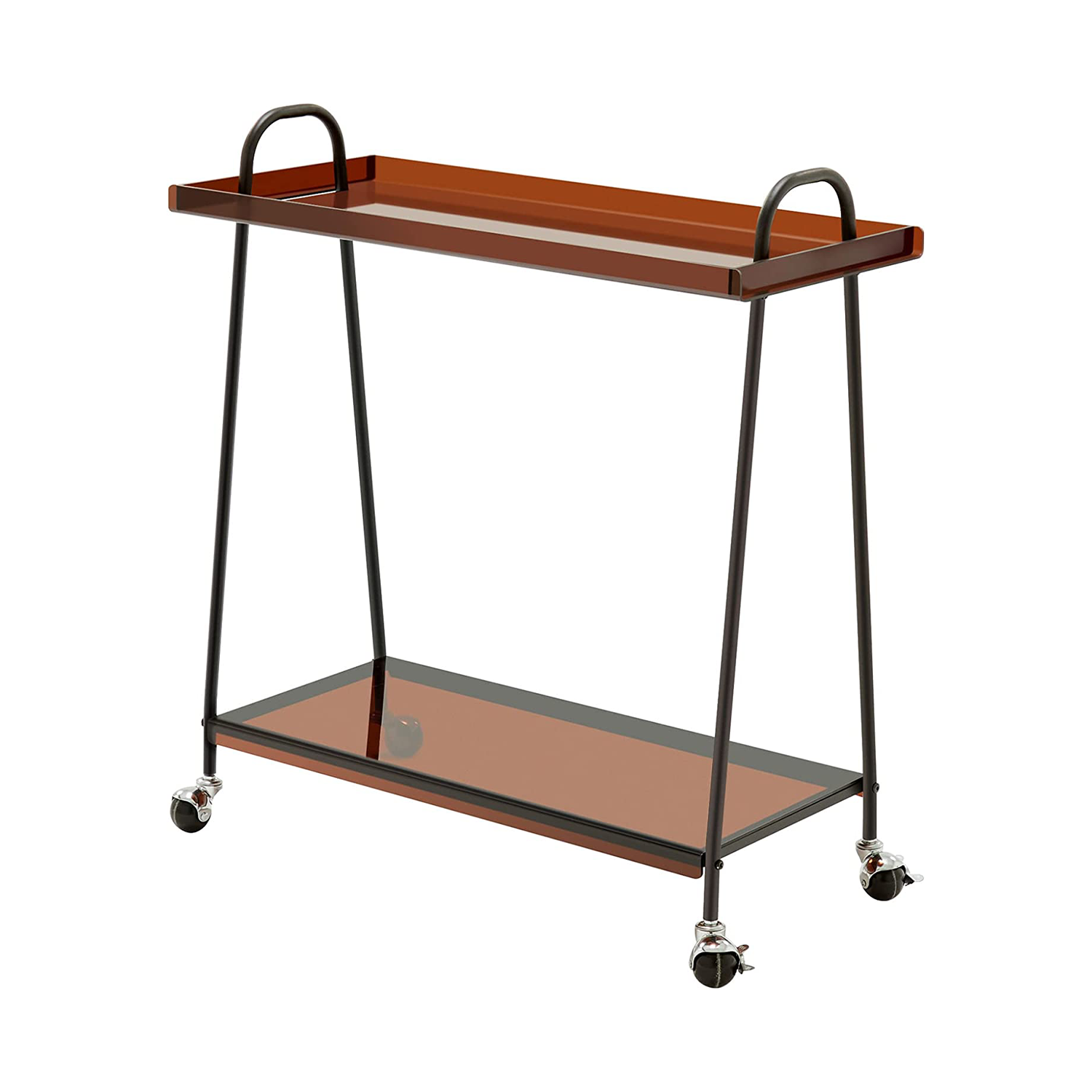 black-brown acrylic bar cart with wheels from Amazon