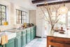 Ghia kitchen with green cabinets