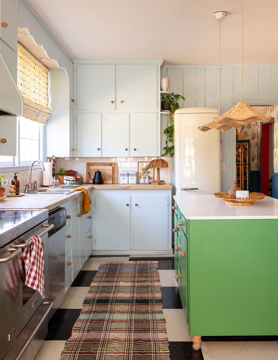 blue and green kitchen