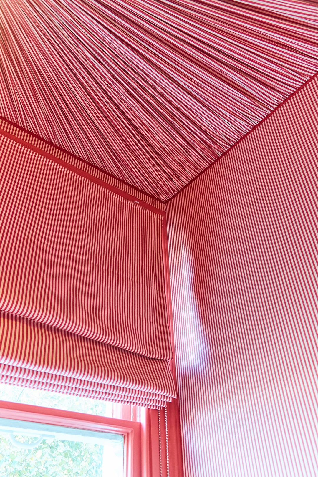 tenting ceiling in striped bed nook