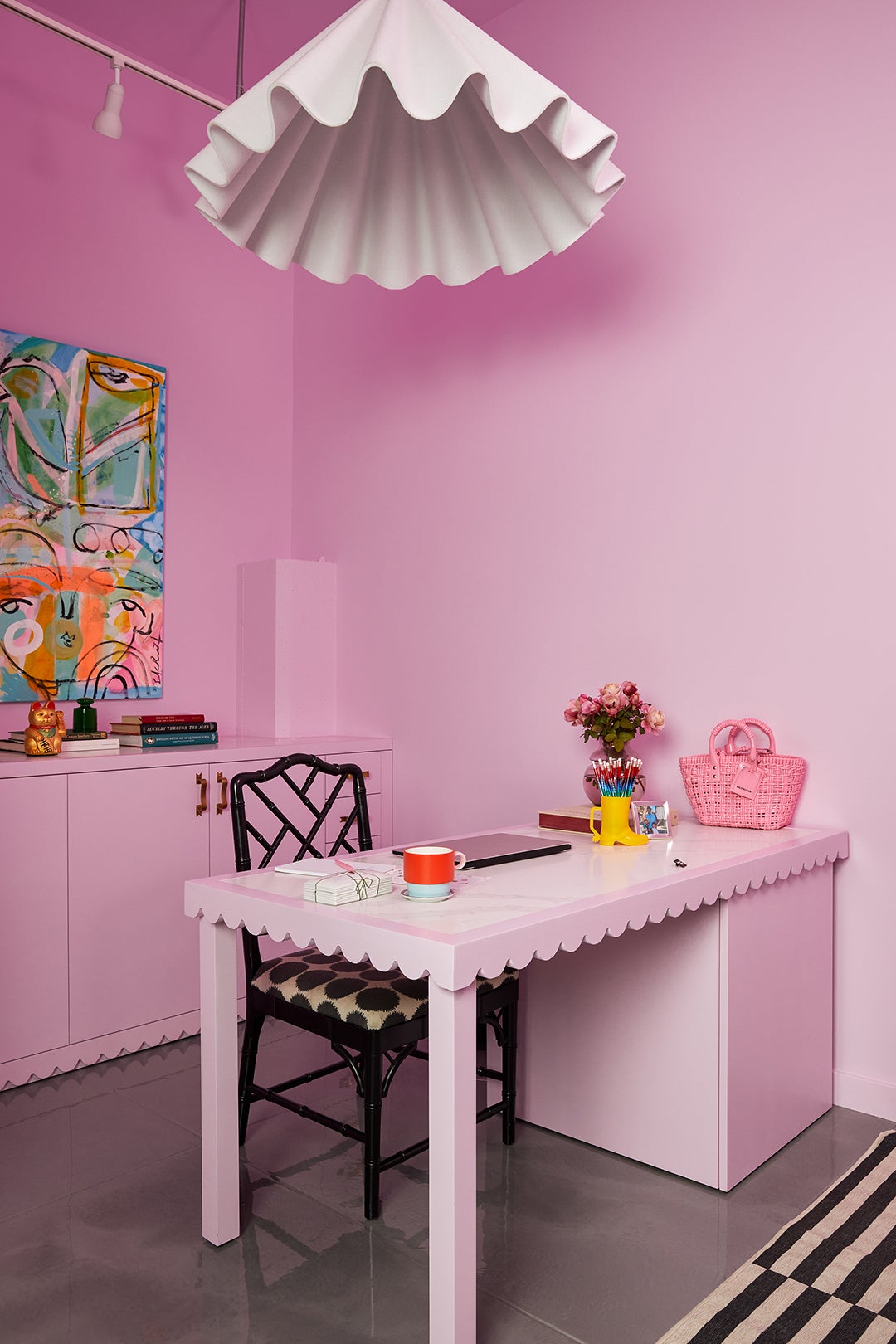 Pink office and matching desk