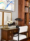 apartment office with vintage wood desk