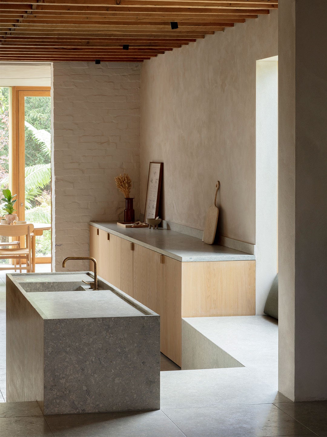 limestone kitchen island
