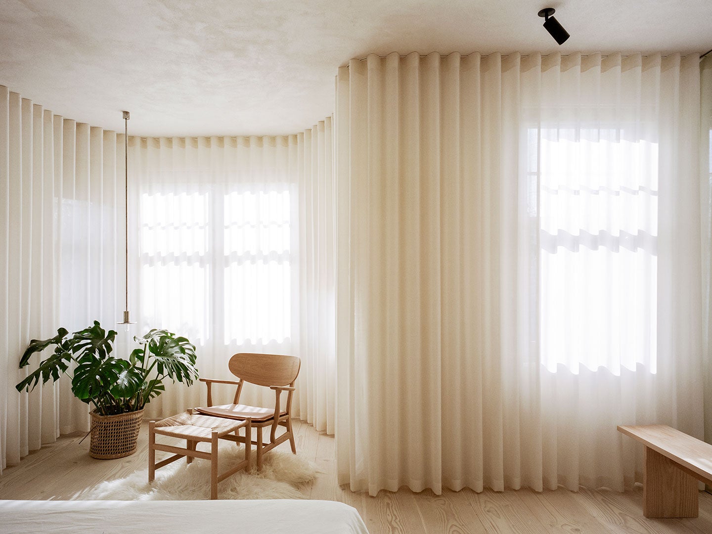 S shaped bedroom curtains