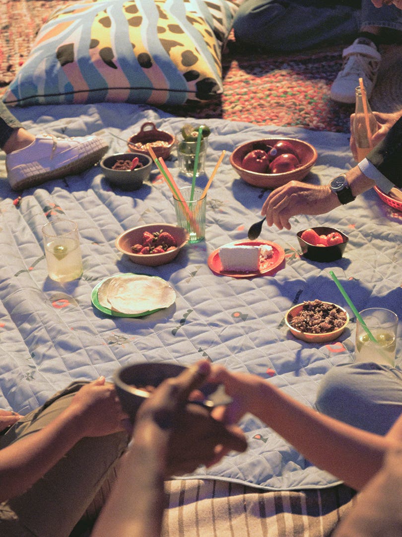 people on a picnic blanket