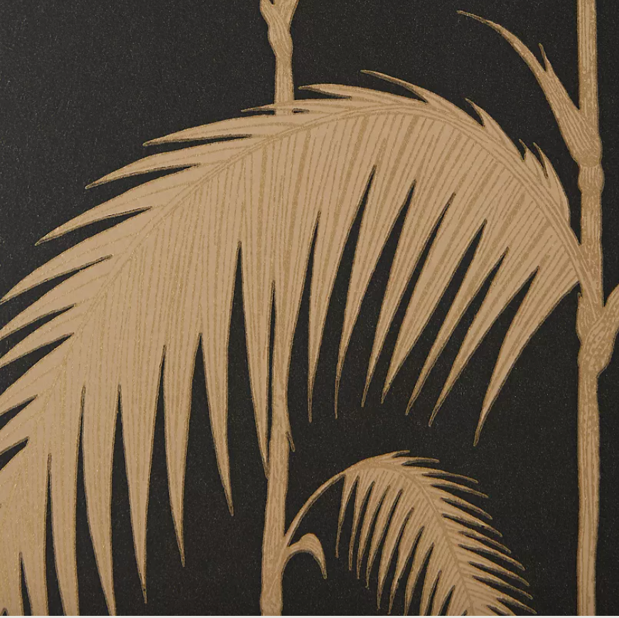black and gold palm leaf wallpaper