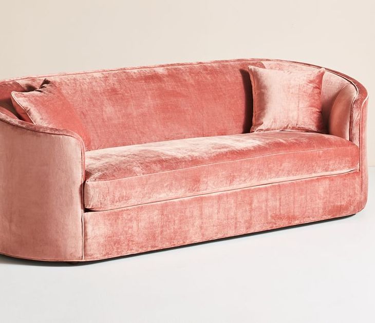 pink velvet sofa