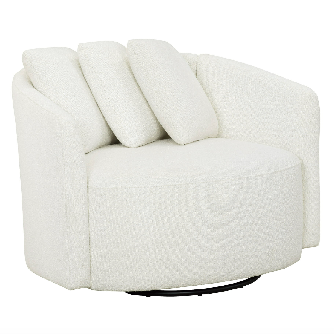 White boucle swivel chair