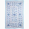 floral suzani quilt in blue and white