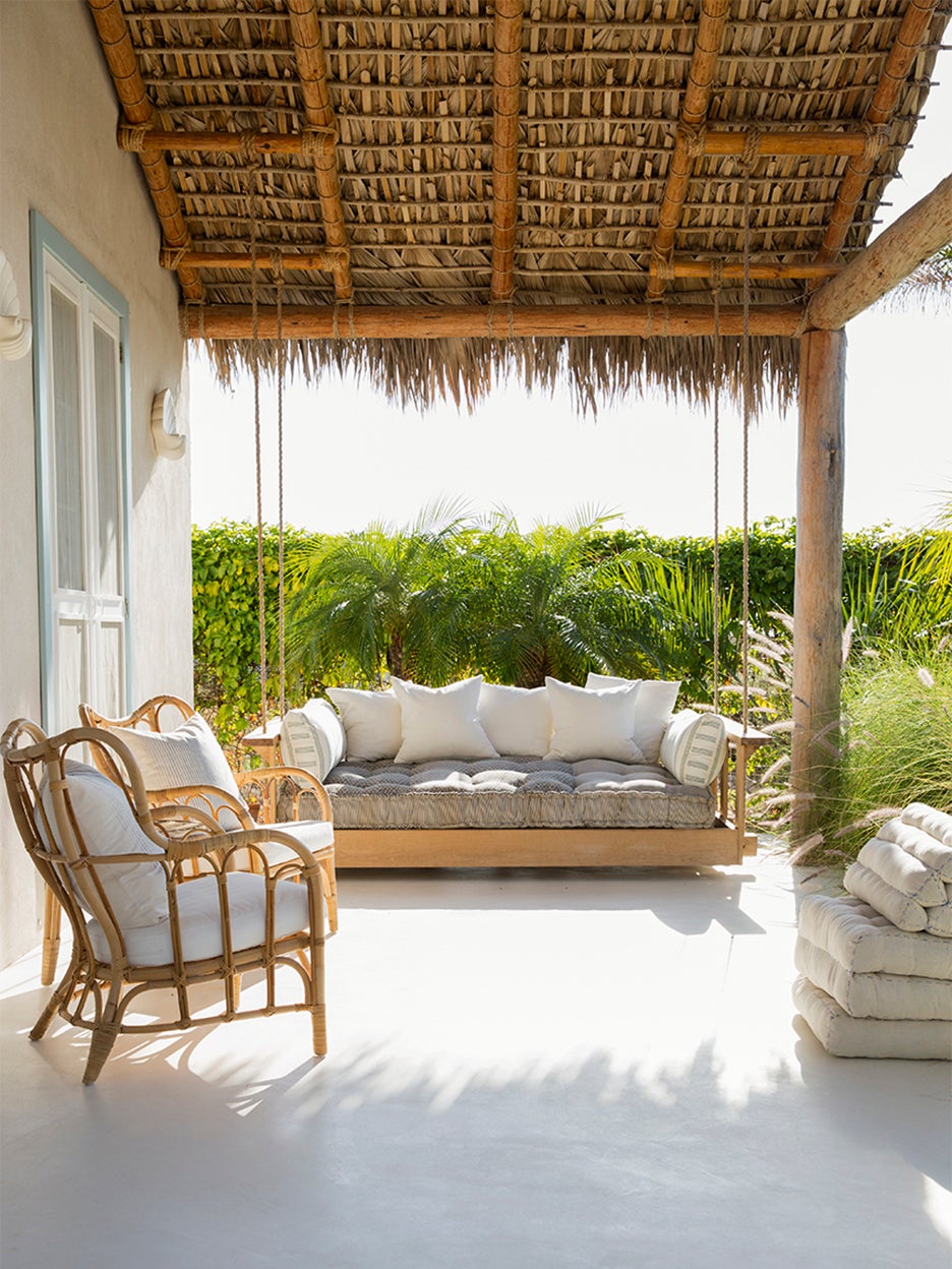 hanging daybed on porch