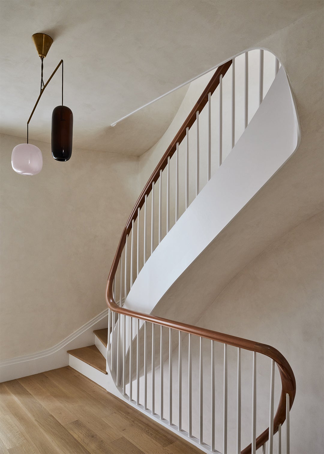 winding wood staircase
