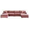 pink u-shaped sectional sofa