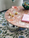 pink marble and metal table