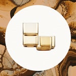 stackable short amber glasses by Lenox