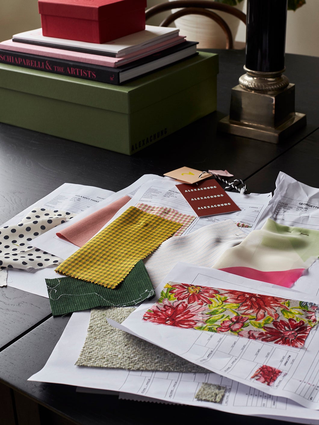 fabric swatches on table